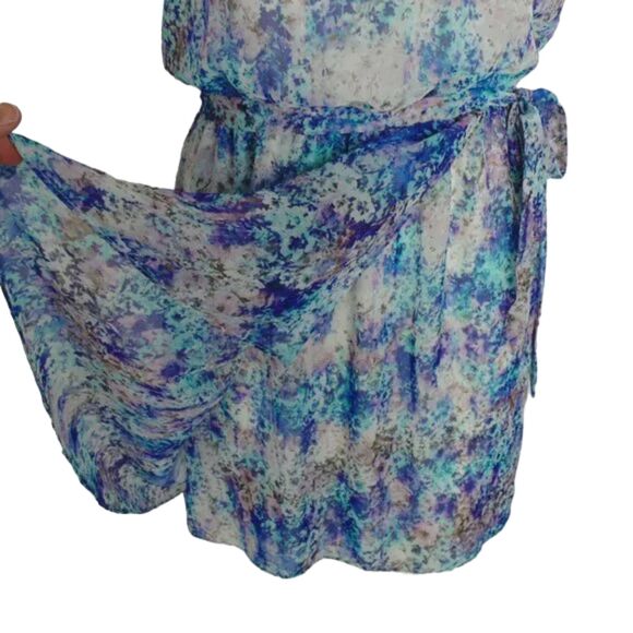 GUESS Dress, 4, Abstract Blue Floral, Spaghetti strap, Sash belt, Sleeveless - Picture 5 of 13